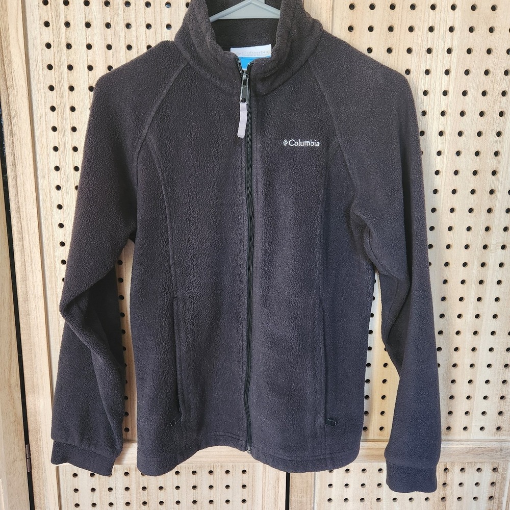 Columbia Fleece Black Full Zip Up Fleece Jacket Youth 14/16